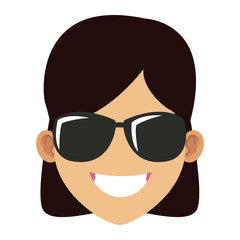 Woman with sunglasses cartoon