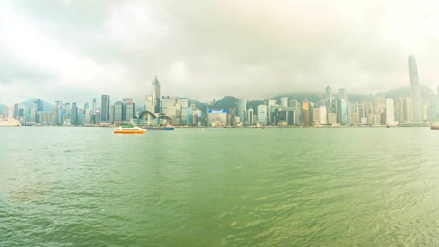 4K Timelapse of Hongkong city and barque