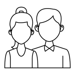 Elegant couple avatar cartoon