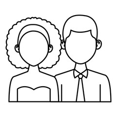 Elegant couple avatar cartoon