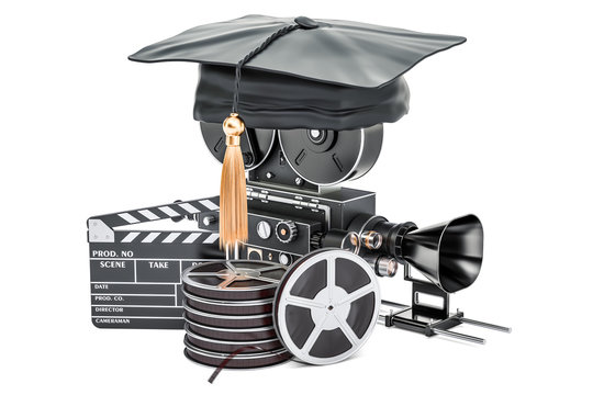 Education in film school concept, 3D rendering