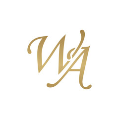Initial letter WA, overlapping elegant monogram logo, luxury golden color