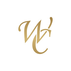 Obraz na płótnie Canvas Initial letter WC, overlapping elegant monogram logo, luxury golden color