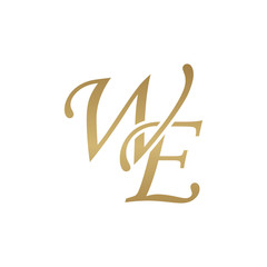 Fototapeta premium Initial letter WE, overlapping elegant monogram logo, luxury golden color
