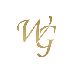 Initial letter WG, overlapping elegant monogram logo, luxury golden color