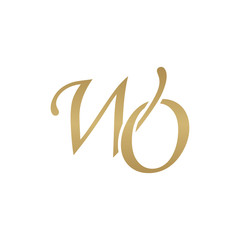 Initial letter WO, overlapping elegant monogram logo, luxury golden color