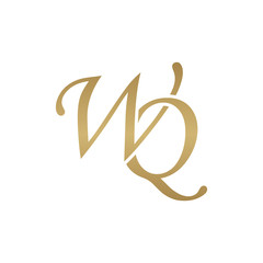 Initial letter WQ, overlapping elegant monogram logo, luxury golden color