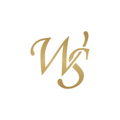 Initial letter WS, overlapping elegant monogram logo, luxury golden color