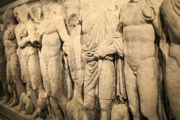 Roman statue warriors detail