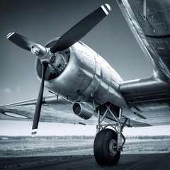 Naklejka premium historic aircraft on a runway