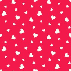 Vector seamless  pattern with heart on a red background