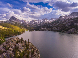 Fototapeta na wymiar aerial view of South Lake and Sierra Nevada Mountains, California