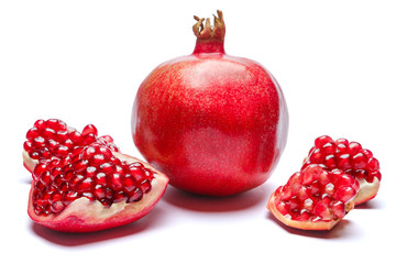 Pomegranate and seeds close-up