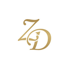 Initial letter ZD, overlapping elegant monogram logo, luxury golden color