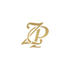 Initial letter ZP, overlapping elegant monogram logo, luxury golden color