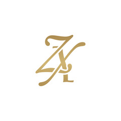 Initial letter ZX, overlapping elegant monogram logo, luxury golden color