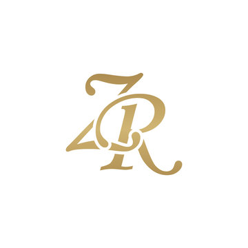 Initial letter ZR, overlapping elegant monogram logo, luxury golden color