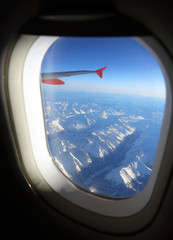 Aerial view of the Swiss Alps, seen from the plane