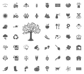 Tree icon. Gardening and tools vector icons set