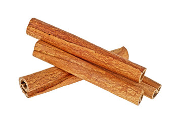 Cinnamon sticks on a white background, spices
