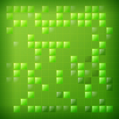 Positive bright background with green squares. Glass and light.