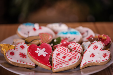 colourful selection of chrismas cookies in various shapes and colours