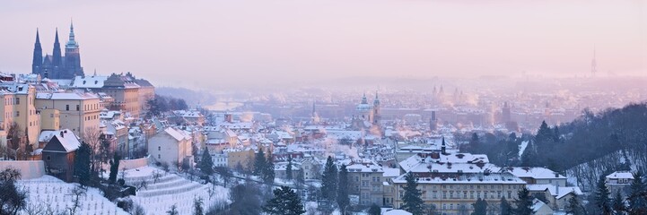 Snowy Winter Prague Panorama