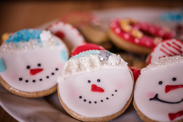 colourful selection of chrismas cookies in various shapes and colours