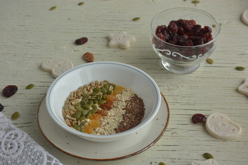 oatmeal with  cranberry and seeds