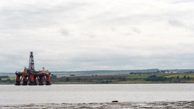 Oil Rig, Cromarty Firth, Scotland; tide and cloud time lapse