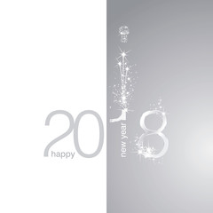 2018 Gold New Year firework white grey silver illustration