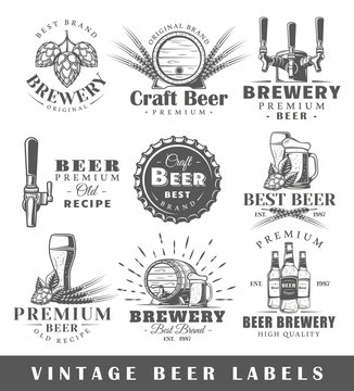 Set of vintage beer labels