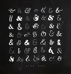 Set ampersands for letters chalk - obrazy, fototapety, plakaty