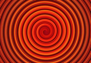 Bright orange swirl striped rays converging danger sign design