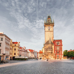 Fototapeta premium Old Town City Hall in Prague, view from Old Town Square, Czech Republic