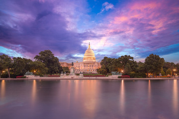 Capitol building sunset congress of USA Washington DC US - obrazy, fototapety, plakaty