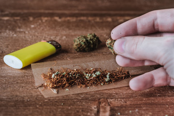 Joint Cannabis Zigarette wird gedreht