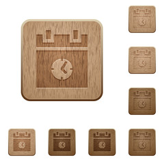 schedule event time wooden buttons