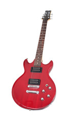 Obraz na płótnie Canvas Red Electric Guitar Isolated on White