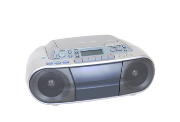 Obraz premium Modern Cassette, CD Player and Radio Isolated on White