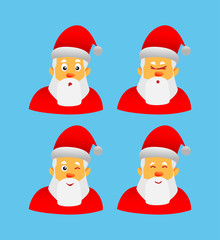 Obraz na płótnie Canvas Santa Claus characters emotions set for your design. Vector Cartoon Set Of Different Santa Claus Faces. Vector illustration