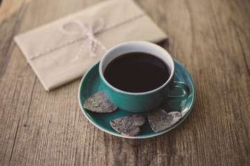 Black coffee and gift