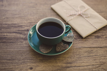 Black coffee and gift
