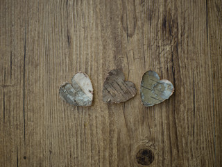 Wooden hearts and gift
