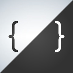 The curly Bracket icon. Quote symbol. Black and white concept