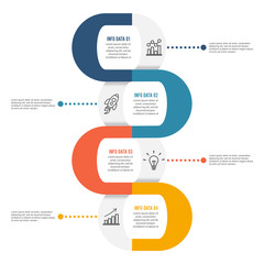 Template Timeline Infographic colored horizontal numbered for four position can be used for workflow, banner, diagram, web design, area chart