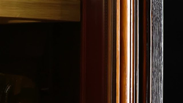 Macro Camera Moves along Refrigerating Cabinet for Wine Storing