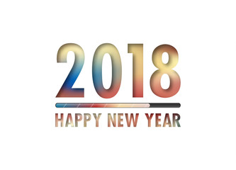 Greeting card design template with Modern Text for 2018 New Year of the Dog. Color number 2018 drawn lettering on colorful background. Vector illustration.