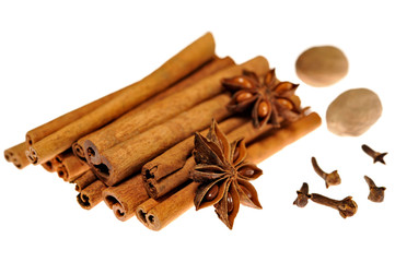 Anise star on cinnamon sticks