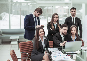 business team in a workplace in a modern office